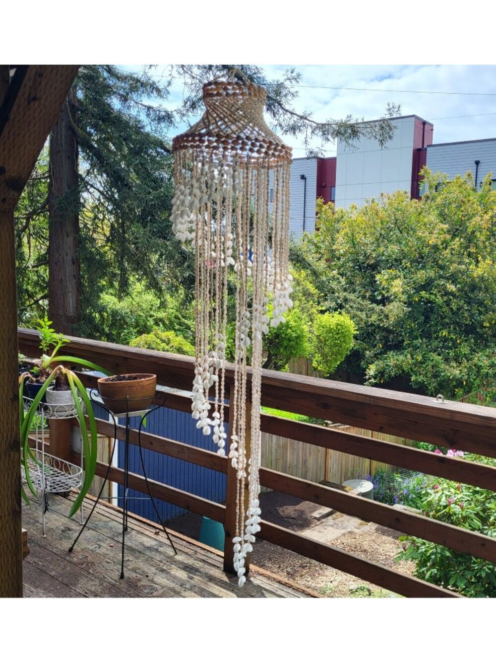 Vtg Spiral Seashell Hanging Chandelier Boho Coastal Beach House Decor 11"x48"